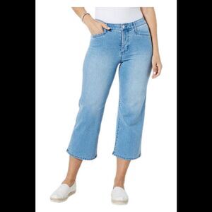 WynneDenim Women's Performance Stretch Wide Leg Crop Jean Lt Indigo - Regular